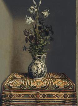 thisblueboy:  Hans Memling (German born c.1433 - 1489 Flanders), Flowers in a Jug, circa 1485, Thyssen-Bornemisza Museum 