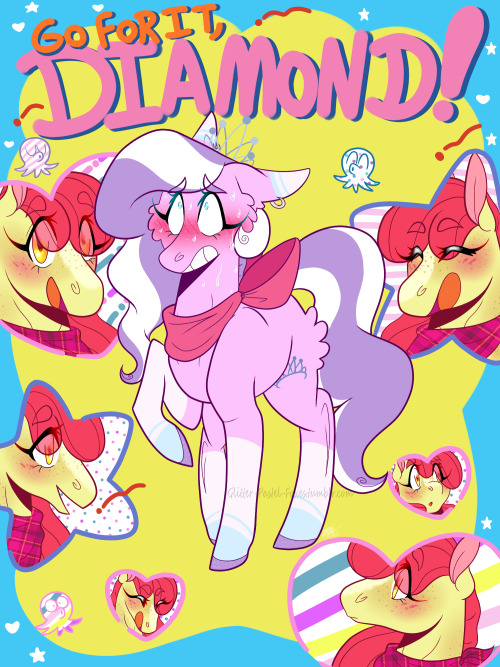 glitter-pastel-foxes:go for it,diamond! i saw the go for it,nakamura! meme and i had to draw it with diamondbloom!^v^ also i redone my diamond tiara design. and yes she’s wearing ab’s old bow,there’s a reason for that that i’ll draw soon.😊