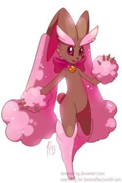searching-for-bananaflies:    Daily Drawing #28 l Cotton Says hi l Patreon l DA Version    It’s still Easter so say hi to Cotton. Shiny lopunny from my Random Doom Pokemon comic. It has been so long since I’ve drawn these characters so felt like redrawing