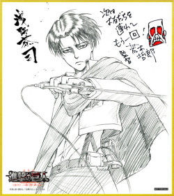 Asano Kyoji’s sketch of Levi will star in the next set of cards given away to patrons of the 2nd SnK compilation film, following Erwin’s in the first week, Hanji’s in the second week, and the five cards from the 1st SnK compilation film!    Distribution