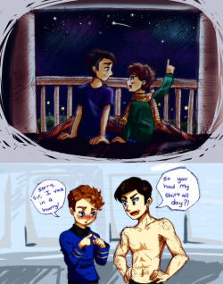 princeorcachan:  Pavel and Bones sit out on the porch of his childhood home in Georgia one Summer night under a blanket and watch the stars. Pavel tells him all of the constellations he knows and if he’s honest, Bones doesn’t really care, but he loves