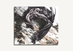 saeruth:   Ancalagon the Black, was the greatest of all winged dragons bred by Morgoth during the First Age, and probably the largest dragon to have ever lived. Ancalagon’s size is not specified, but it is evident that he is gigantic due to destroying