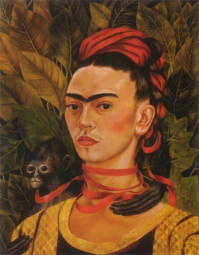artist-frida:  Self Portrait with Monkey, 1940, Frida KahloMedium: oil,masonite