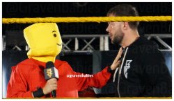 elegantpandalady:NXT Gainesville: Finn Balor meets a Lego person (Bayley) and is six years old again.