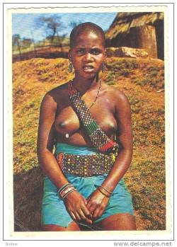 South African Zulu woman, via Delcampe.