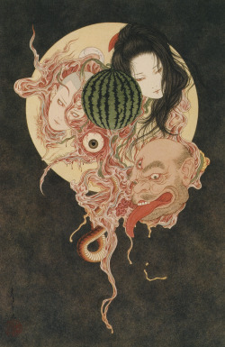 senjukannon:Artwork by Takato Yamamoto for Kyōka Izumi&rsquo;s book, Grass Labyrinth (草迷宮; Kusa Meikyu). Detail crop included.