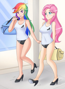 https://www.patreon.com/posts/5428701 Patreon commission. Consider being a patreon yourself if you would like a picture like this Commissioner Requested Description: Rainbow Dash and Fluttershy are walking to tap dance class with their tap shoes on.