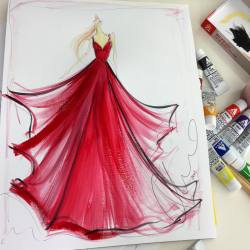csiriano:  Sketch of the day: red chiffon gown. Sketch prints and originals available at ChristianSiriano.com #cssketch