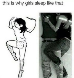 littleginger22:  curiouslittleone2616:  Pretty much.  This is 10000% accurate. I sleep like this. Except I snuggle into my body pillow. I also spoon with my body pillow. It’s comforting, but not like being next to a real man.