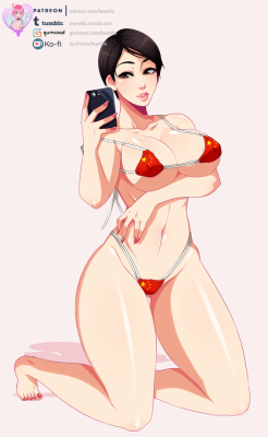 As promised! We reached 600 notes so here’s Ying wearing chinese flag microbikini :)Remember you can get the entire pack in my Patreon or Gumroad!  Also you can support me in my Patreon if you like my work and for more content!