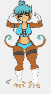 More wrestler girl OCs.   Her name is Lugara. Standing at 5'4&quot;, she is built for speed and has a very powerful lower body.  She is a spot monkey(literally) and that has cost her many matches. Her signature is a handstand gorrila press drop and