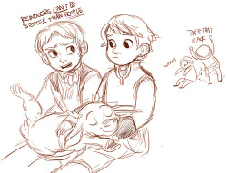 clindor:   young Hans &amp; Kristoff doodles !!!  So cute &lt;3  No wonder he thinks reindeers are better than people if he grew up with Hans.