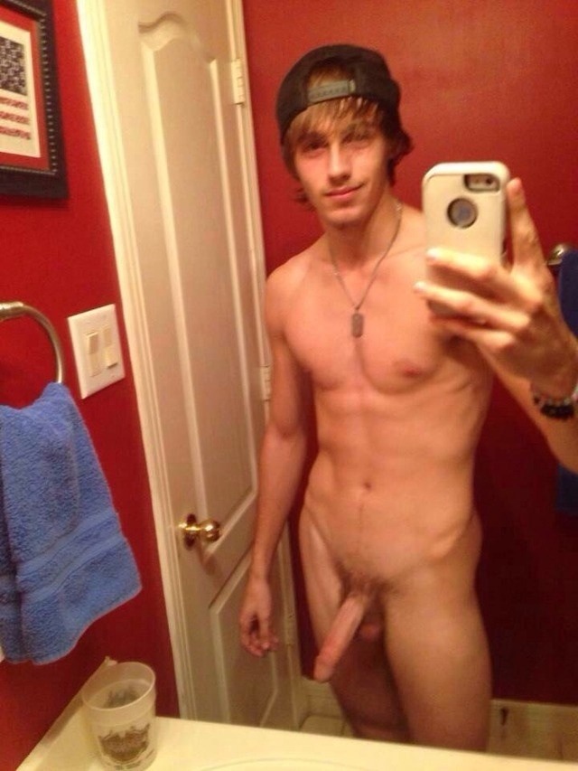 Naked bathroom mirror selfies