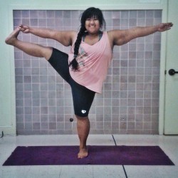 big-gal-yoga:  Joy to the Yogis September Challenge Day 26  Hand to Big Toe (variation) Not sure if this is a variation, but it was the only one I could do. I’m happy and thankful for my bike shop calling me and telling me that my bike is done and