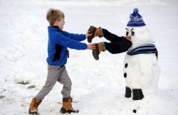 Honest, Mom, the snowman ate my little brother!