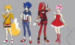 pewpuupalace: Update with a few more characters! Added Knuckles, Amy and Rouge! Also added an edited Tails that is more in-line with what I originally wanted. Not sure if the shorts are too girly now though? Knuckles was pretty tricky, I wanted him to