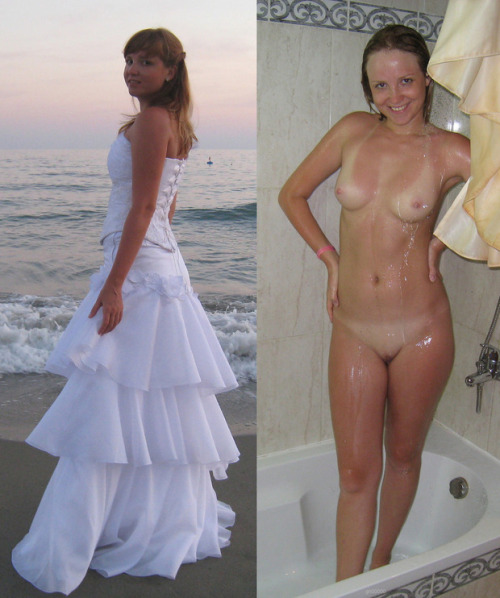 Nude bride dressed undressed