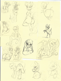 Quick sketch dump before the stream. This is all the doodling i do at work that you guys don&rsquo;t get to see a lot of. Little bit of everyone up there. Maud, big mac, flutters, dashie&hellip;.twi&hellip;. man&hellip; haha.