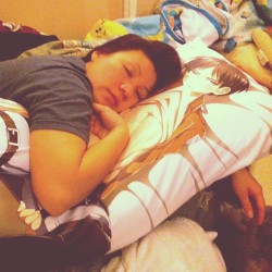 filthynastytrashy:  My mom fell asleep with Eren 