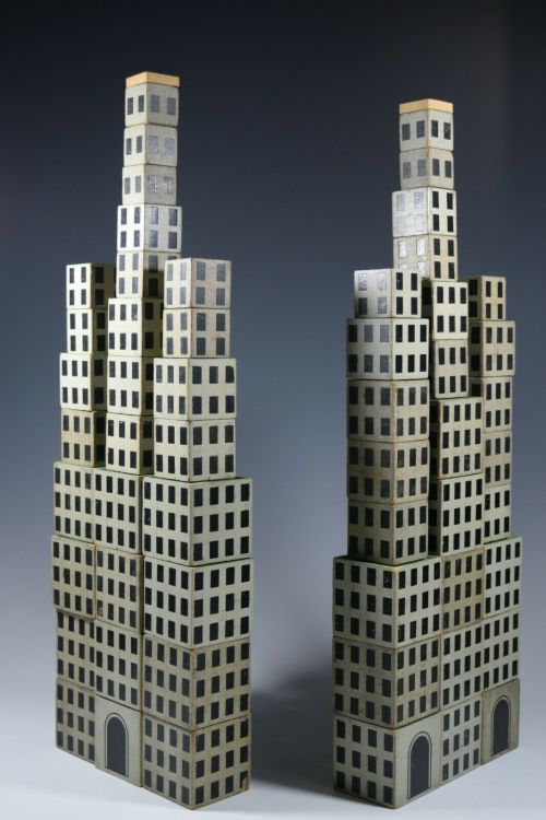 plansectionelevation:   Vintage Wooden Toy Skyscraper Architectural Building Blocks, USA ca.1930