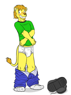 Anthro Lion dude taking off his clothes.Just a little something extra from the stream.