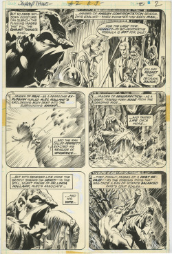 rocket-prose: Original art for Bernie Wrightson’s one-page recap of Swamp Thing’s origin, which appeared on the second page of Swamp Thing #2 (Jan. 1973)