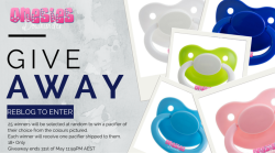 onesiesdownunder:  Onesies Downunder - Pacifier GiveawayYou can win 1 of 25 Pacifiers.www.onesiesdownunder.com25 winners will be selected at random to win a pacifier of their choice from the colours pictured above. (Pink, White, Light Blue, Navy Blue