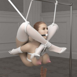 Nude exercise in suspension.