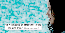 papertownsy:   The Hanging Tree song + connection to the Peeta and Katniss meeting at midnight.   We see that the Peeta is the “dead murderer” who embodies this, being captured by the Capitol. Meeting Peeta at midnight – like in the song –  after