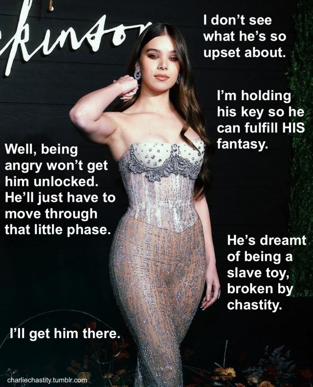 I don&rsquo;t see what he&rsquo;s so upset about.I&rsquo;m holding his key so he can fulfill HIS fantasy.Well, being angry won&rsquo;t get him unlocked. He&rsquo;ll just have to move through that little phase.He&rsquo;s dreamt of being a slave toy, broken