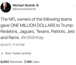 So if you&rsquo;re one of the &ldquo;fuck Trump types&rdquo; and you support one of these teams, how are you feeling now. Still gonna support or will you just overlook it. Personally I don&rsquo;t care. Just thought I&rsquo;d ask.