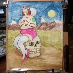 Added some color etc.  to a drawing of Ophelia from Dr.  Sketchy&rsquo;s at ONCE in Somerville.  Thank youuu.   #art #drawing #burlesque #boston #somerville #skulls #artistsoninstagram #artistsontumblr #drsketchys #figuredrawing