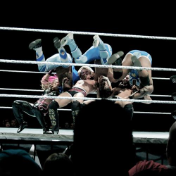 the-anvilette: Natalya, Tyson and Cesaro perform a Triple Suplex on New Day -  WWE White Plains 5/24/15 (x)