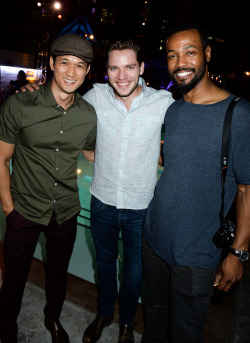 celebsofcolor:Harry Shum Jr, Dominic Sherwood and Isaiah Mustafa at the FANDOM Fest Party during Comic-Con International 2017 at Hard Rock Hotel San Diego on July 20, 2017 in San Diego, California.