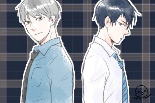 simplyboyslove:  Yamamoto Kotetsuko-sensei’s comment:They’re both 185 cm tall but the physique of a 25-year-old cop and a 16-year-old high school student is different. Another point of similarity: they’re both in love with idiots.  🤣  