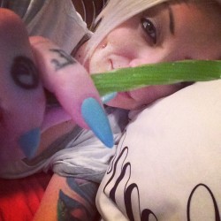 vanyvicious:  Green Apple Twizzlers 😝🍏#InBed