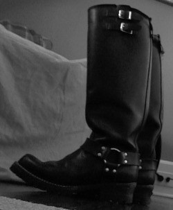 bigblackboots8:  My pair of 18&quot; Wesco Harness Boots in size 10 US. 