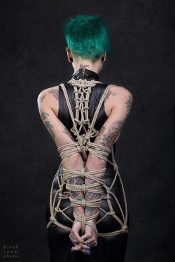 master-rene-will:  Shibari - Rope bondage session: elaborate and artistic figure with complex lines and knots, back view