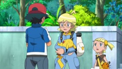 grabbergirl:  Aww! I love how Clemont cares about his friend’s pokemon (Ash’s pikachu). Pikachu got badly injured and Clemont hands Pikachu to Ash and tells him that Pikachu and Fletchling need medical help (the pokemon center). But soon he stands