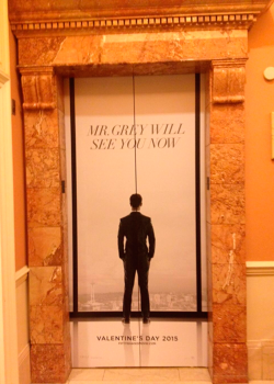 fiftyshadesofgreydaily:  Only at #CinemaCon: #FiftyShades adorns elevator door at Caesars Palace x 