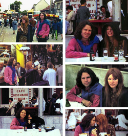 soundsof71:  Jim Morrison and Pamela Courson, Saint-Leu-d’Esserent France, June 28 1971, just five days before Jim’s death. Photos by Alain Ronay.
