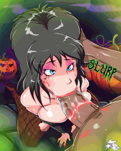 gmeen:    HAPPY HALLOWEEN!Enjoy this bj from the “Mistress of the Dark” ;)   Higher Quality: http://www.hentai-foundry.com/pictures/user/Gmeen/382125/I-ate-all-candy…-Again.-animated-   &lt; |D’‘‘‘‘