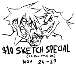 From Nov 26-29, sketch commissions are half off! 10 USD for a character sketch commission! (5 USD for each additional character) Send an email to KpCloudM@gmail.com! Get &lsquo;em before time runs out! (Paypal only)