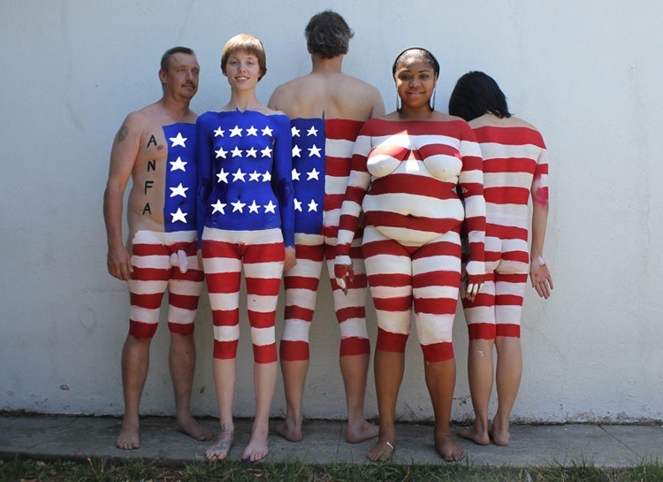 American flag nude model