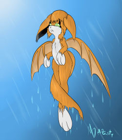 Got caught in da rain.  She is so damn fun to draw.