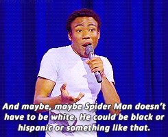 krutwithak:  I WILL ADVOCATE TIL THE DAY I DIE THAT DONALD GLOVER SHOULD BE PETER PARKER.  Why does Don Glover have to be Peter Parker. Why not the Miles Morales Spiderman? I mean, look at him  That&rsquo;s fucking Don Glover!
