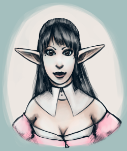 xtalsic:  Since Steffydoodles wanted to draw my Miqo, I thought I’d draw her elezen. :D Take a look at her blog and follow her!  AW! That was fast. I&rsquo;m jelly! She looks darling in your style I just adore your noses and lips. I love it! &lt;3 