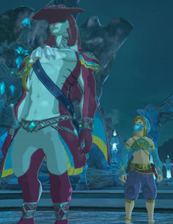 thecatwhocantdance:  Now I’m not saying that Relationship Building is a thing in Breath of the Wild, but if it WAS, then dressing Link up in traditional Gerudo Women’s attire would certainly be my first attempt in getting Prince Sidon’s attention.