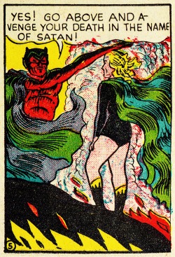 goldenagecomicsvault:  MYSTIC COMICS #4 (Aug. 1940)&ldquo;The Black Widow&rdquo;Art by Harry SahleWords by George Kapitan  Uhmm, okay! lol