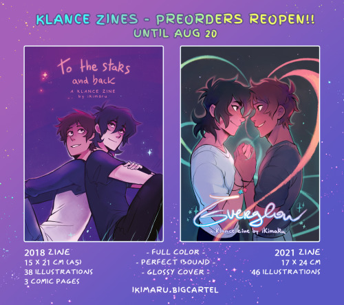 ran out of both zines a while ago and finally got around setting this up so here we go c:  🌟  preorder them here, until aug20! 🌟  💜 the 2021 zine includes several illustrations currently not posted!💜 PDFs of each zine available for 3€ in